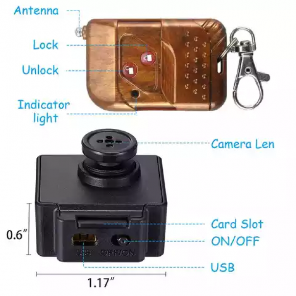Camera Ngụy Trang cúc áo T9 sử dụng điều khiển